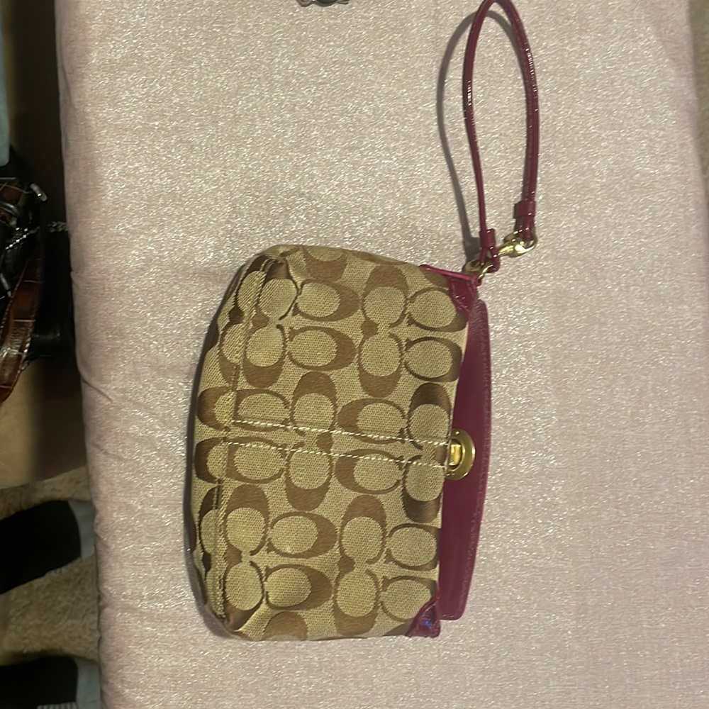 Coach, Gold & Raspberry Wristlet - Picture 2 of 7